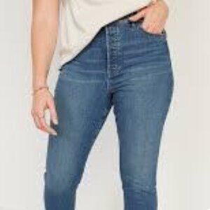 Women's Old Navy Pop Icon, High Rise, Button Fly Skinny Jeans-Light Blue-size 16